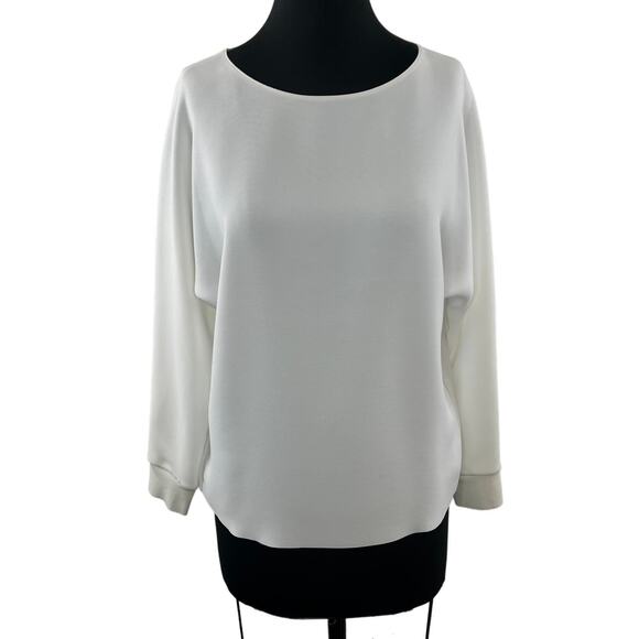 VINCE Rib Cuff Dolman Top Blouse Off White Boat Neck Pullover Size XS NEW - Picture 1 of 11